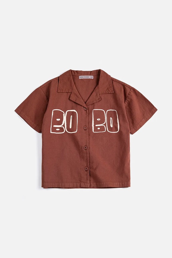 Bobo Choses cămașă de bumbac pentru copii 126AC141 maro SS26