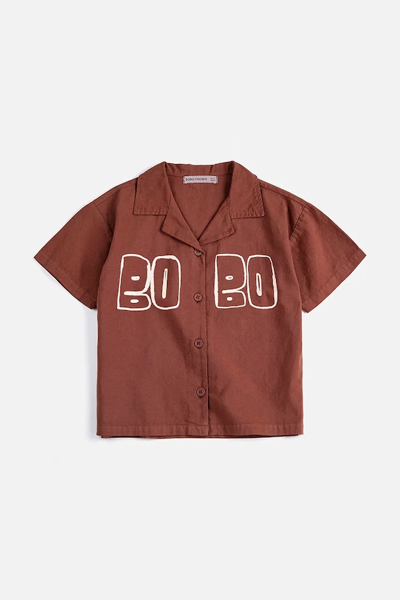 Bobo Choses cămașă de bumbac pentru copii 126AC141 maro SS26