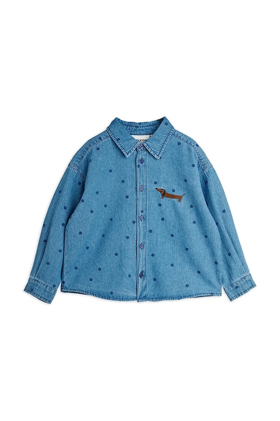 Παιδικό τζιν πουκάμισο Mini Rodini denim dots 26220100 μπλε SS26