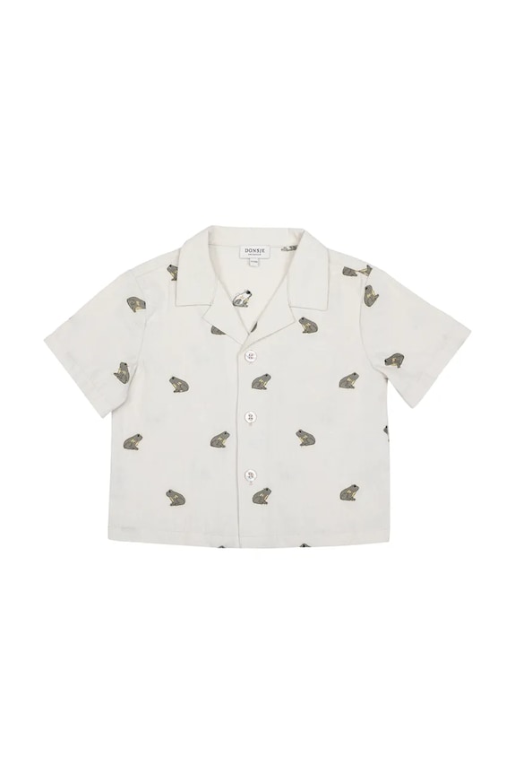 Детска риза с лен Donsje Deccie Shirt Frogs 4116801 бял SS26