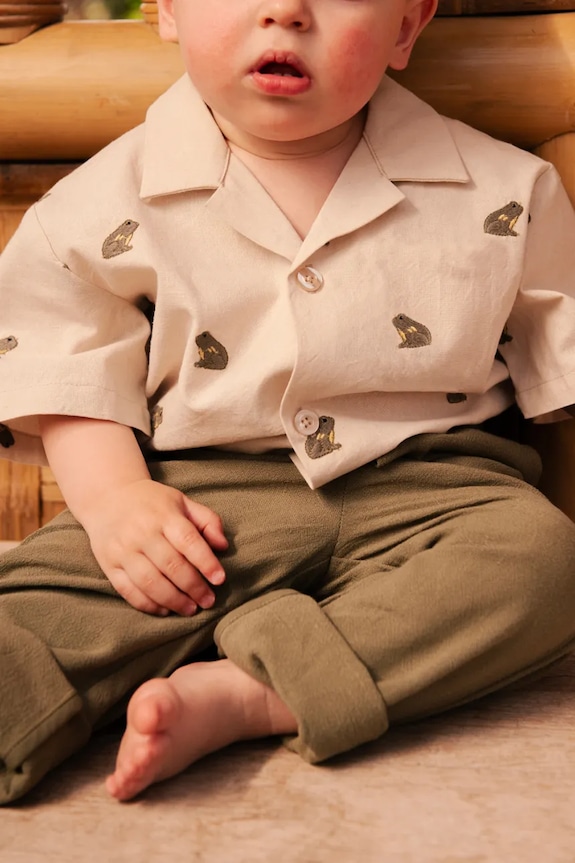 Детска риза с лен Donsje Deccie Shirt Frogs 4116801