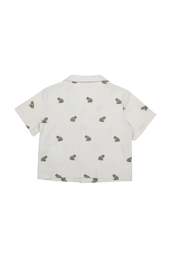 Момче Детска риза с лен Donsje Deccie Shirt Frogs 4116801 бял
