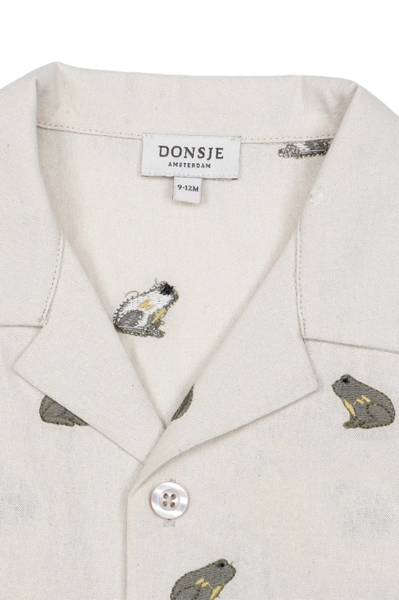 Детска риза с лен Donsje Deccie Shirt Frogs бял 4116801