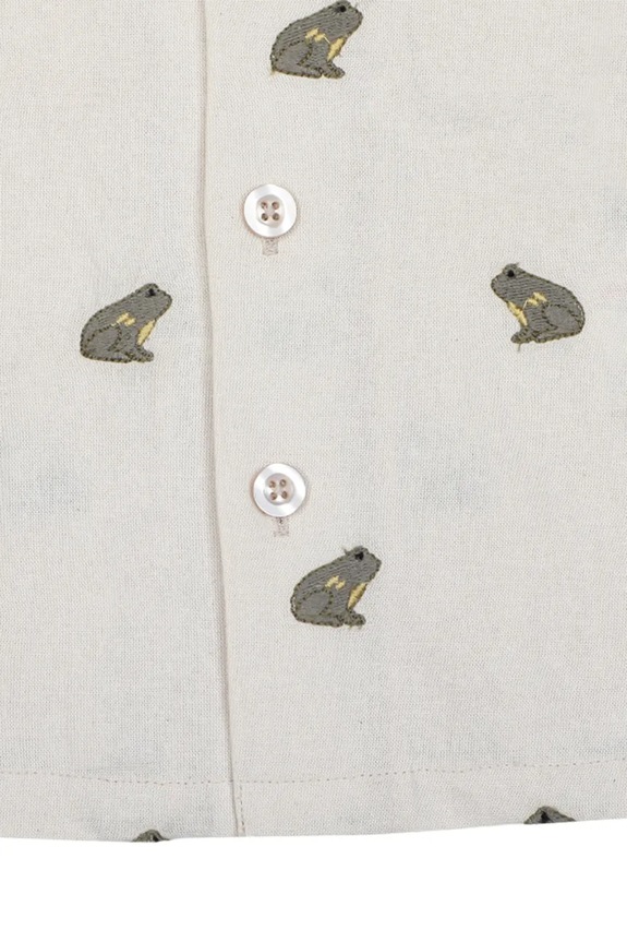 Детска риза с лен Donsje Deccie Shirt Frogs 4116801 бял