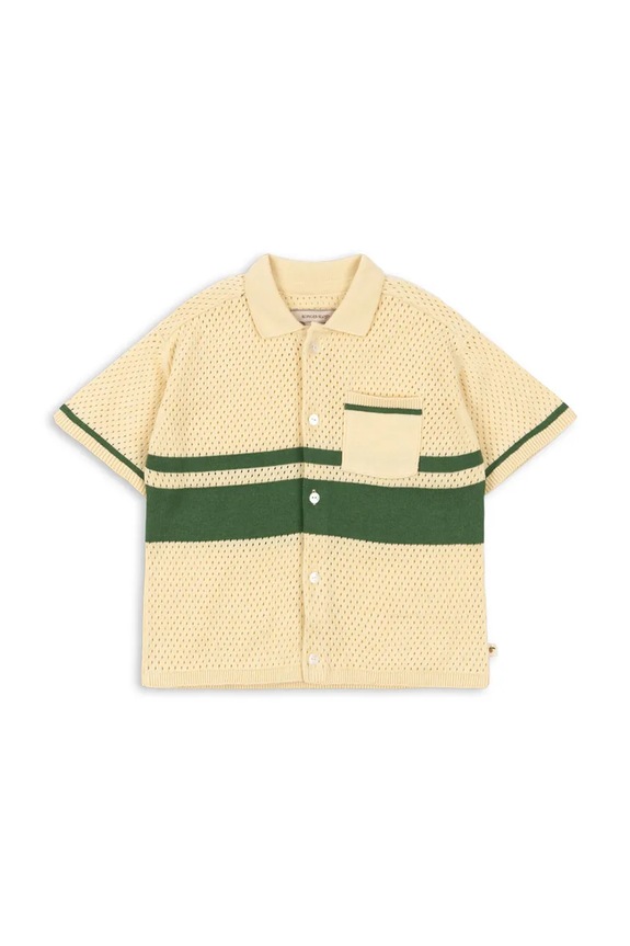 Konges Sløjd koszula dziecięca bawełniana HAI KNIT SHIRT GOTS KS105410.PPY2 żółty SS26