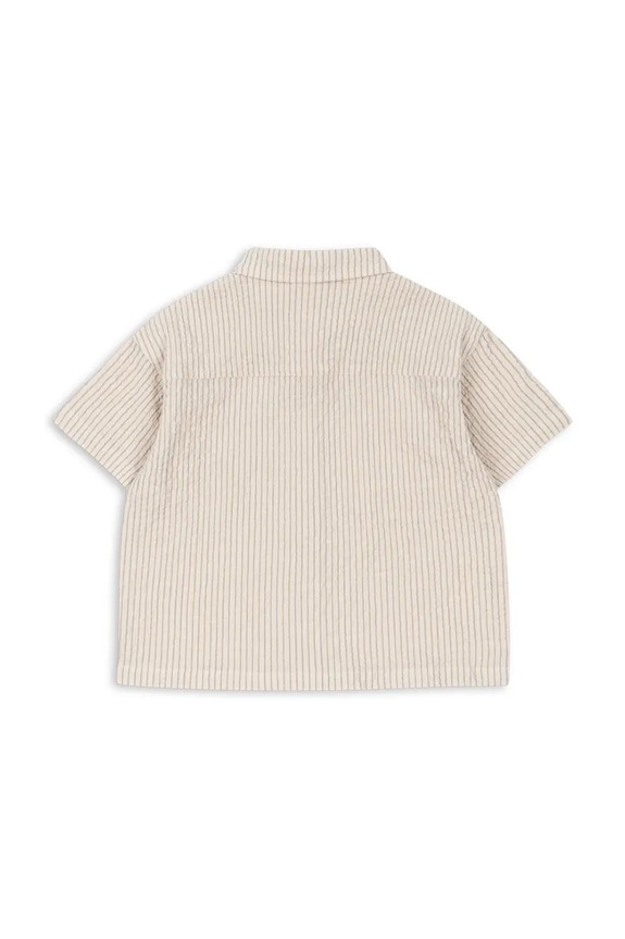 Konges Sløjd detská košeľa bavlnená s elastanom ELLIOT SS SHIRT GOTS KS105351.PPY2 béžová SS26