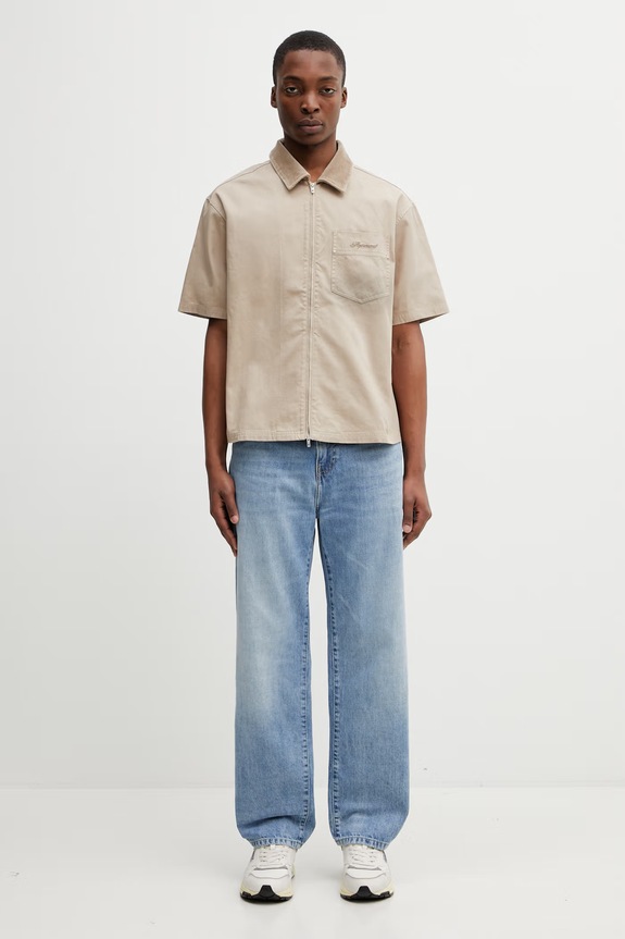 RAMONA ZIPPED camicia safari in cotone da uomo MLM100538.37 beige