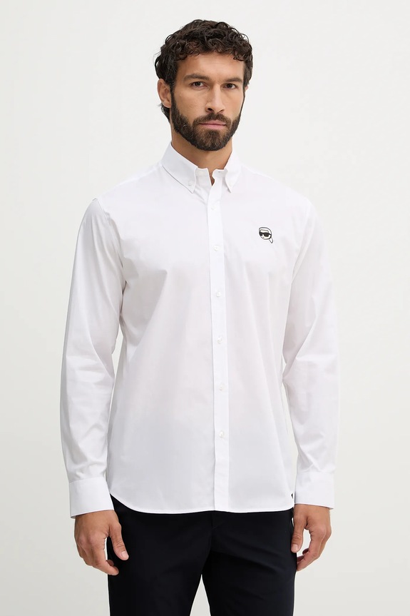Košeľa Karl Lagerfeld jednofarebný biela 561600.605912