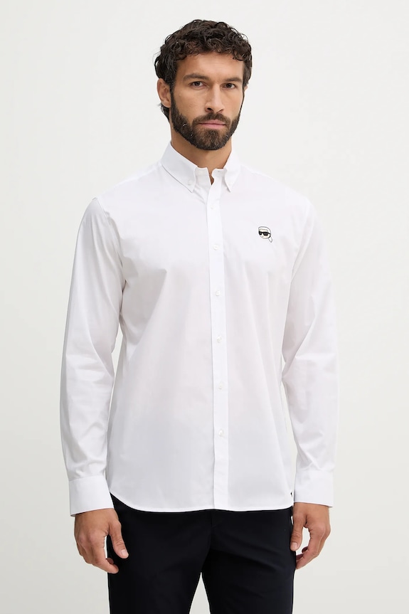 Košeľa Karl Lagerfeld jednofarebný biela 561600.605912