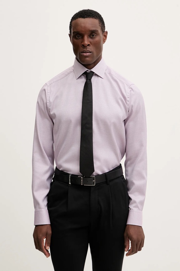 Eton camicia in cotone piccola impronta violetto 100014410