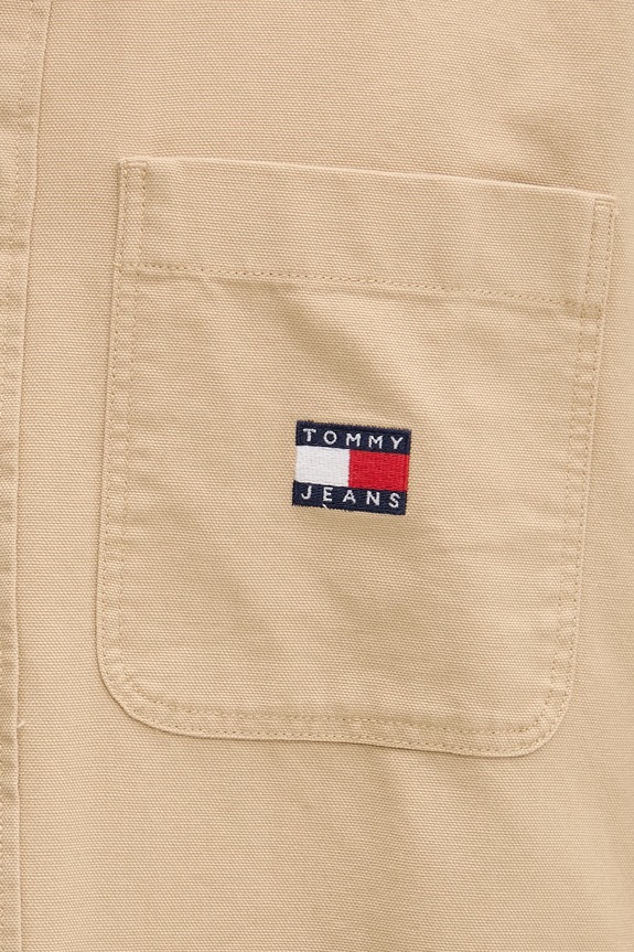 Tommy Jeans πουκάμισο ανδρικό βαμβακερό DM0DM20236 μπεζ