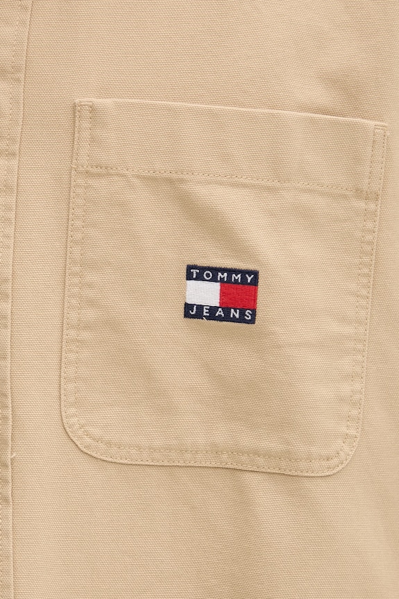Tommy Jeans πουκάμισο ανδρικό βαμβακερό DM0DM20236 μπεζ