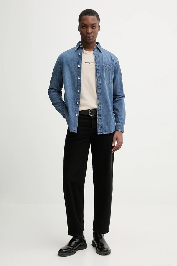 Tommy Jeans koszula jeansowa DM0DM22303 niebieski SS26