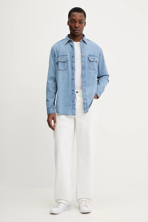 Rifľová košeľa Tommy Jeans DM0DM22304 modrá SS26
