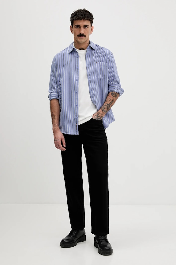 Βαμβακερό πουκάμισο Tommy Jeans DM0DM22406 μπλε SS26