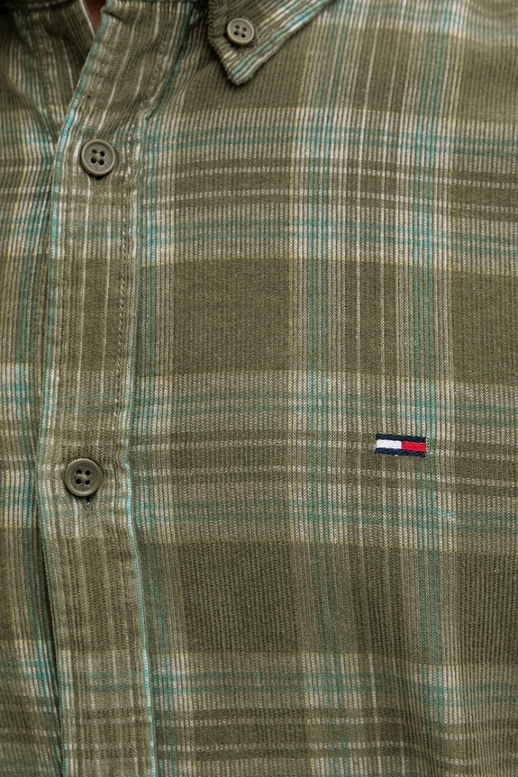 Menčestrová košeľa Tommy Jeans DM0DM22408 zelená