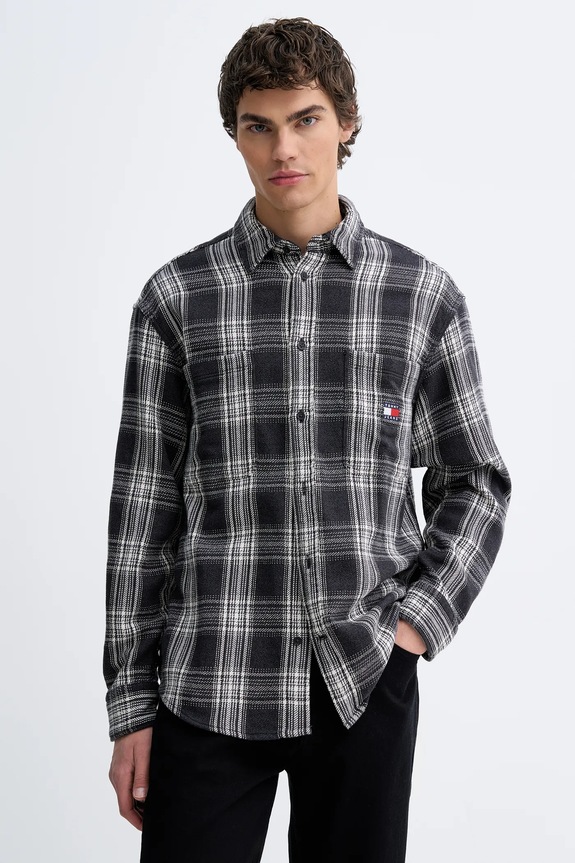 Tommy Jeans koszula bawełniana wzorzyste szary DM0DM22411