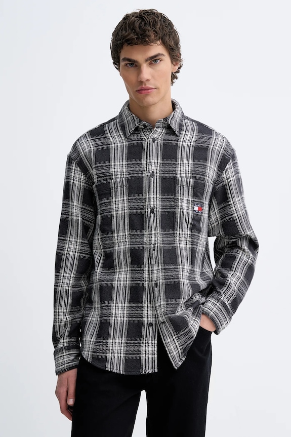 Tommy Jeans koszula bawełniana wzorzyste szary DM0DM22411