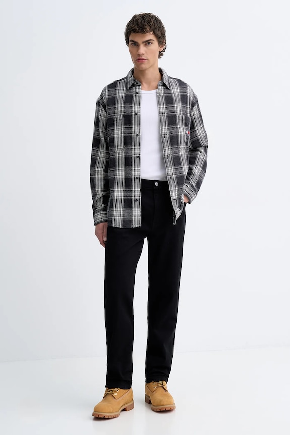 Tommy Jeans koszula bawełniana DM0DM22411 szary SS26