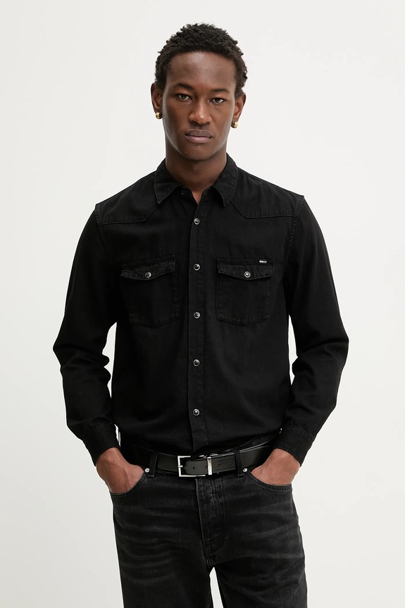 Košeľa Tommy Jeans jednofarebný čierna DM0DM22432