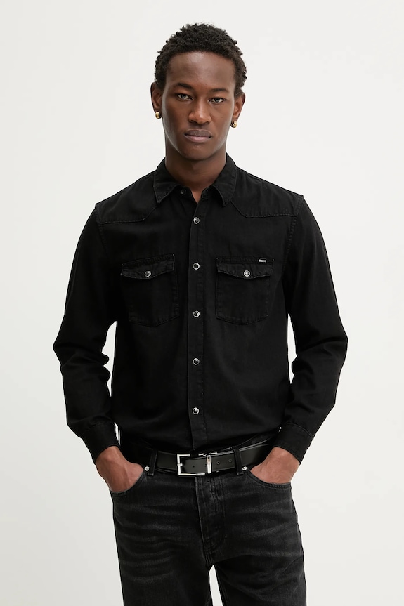 Košeľa Tommy Jeans jednofarebný čierna DM0DM22432