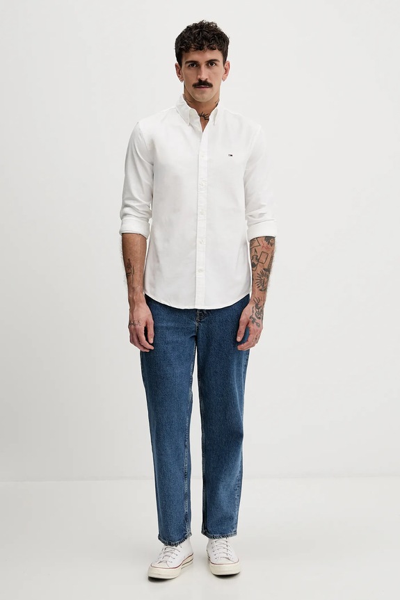 Tommy Jeans cămașă din bumbac DM0DM22836 bej SS26