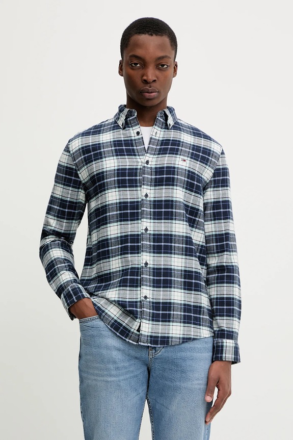 Tommy Jeans cămașă din bumbac cu modele bleumarin DM0DM22839