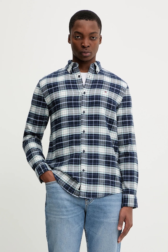 Tommy Jeans cămașă din bumbac cu modele bleumarin DM0DM22839