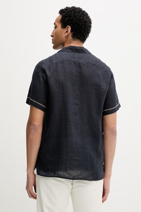 Îmbrăcăminte PS Paul Smith cămașă pentru bărbați din in M2R.695UE.V22649 bleumarin