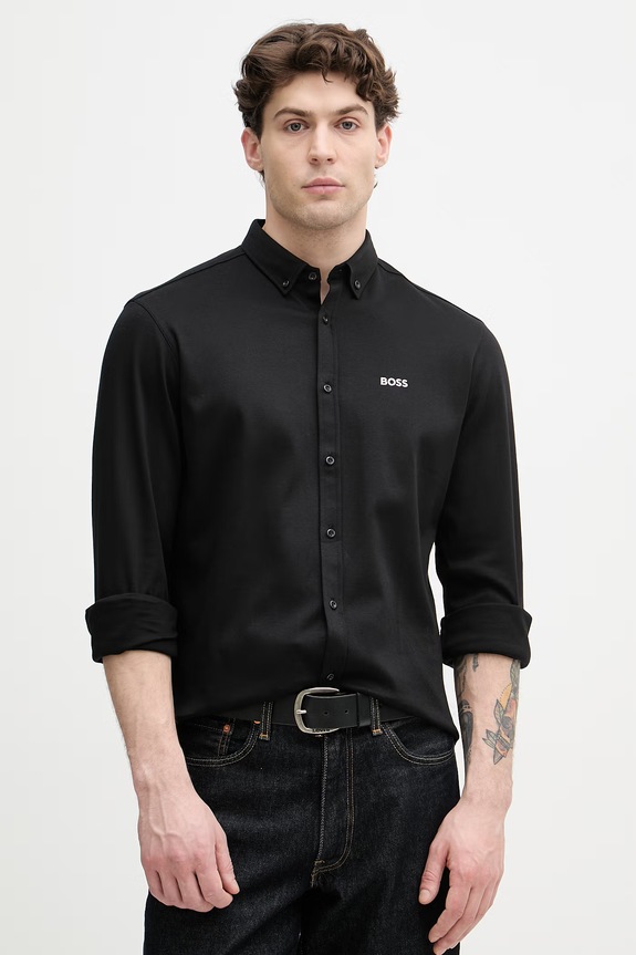 BOSS Green cămașă pentru bărbați de bumbac ST_Motion L negru 50555946