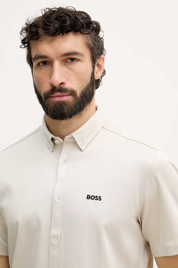 BOSS Green риза мъжка от памук ST_Motion S бежов 50555951