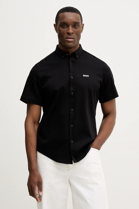 BOSS Green camicia in cotone ST_Motion S semplice nero 50555951