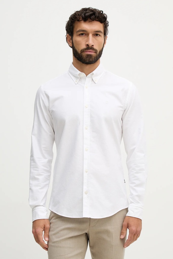 Bavlnená košeľa BOSS H-ROAN-BD-E-C1-261 slim biela 50555944