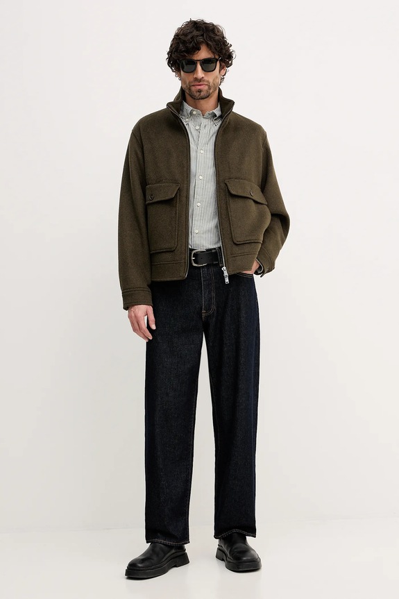 Tommy Hilfiger cămașă din bumbac MW0MW41403 verde SS26