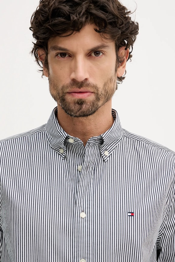 Bavlnená košeľa Tommy Hilfiger čierna MW0MW41403