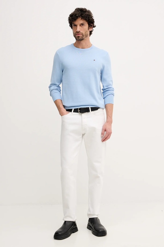 Bavlnená košeľa Tommy Hilfiger MW0MW41657 modrá SS26