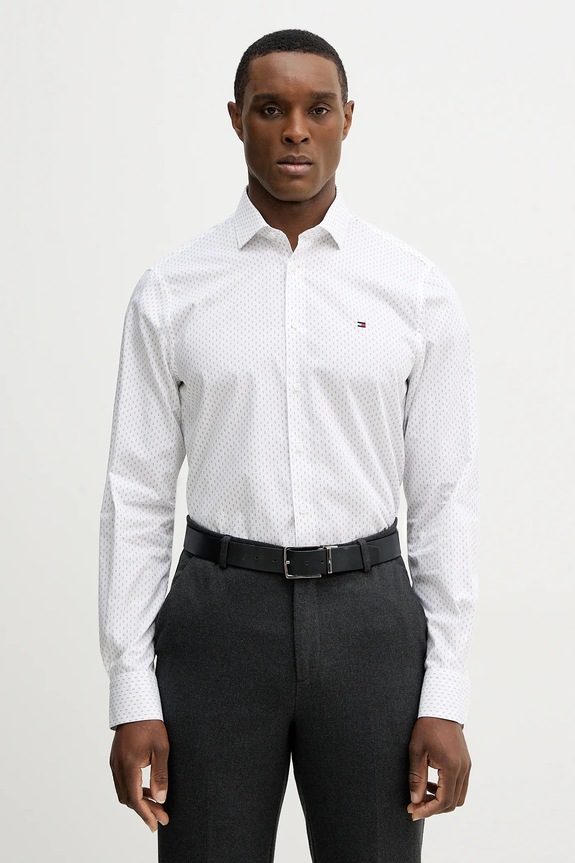 Bavlnená košeľa Tommy Hilfiger slim biela MW0MW41660