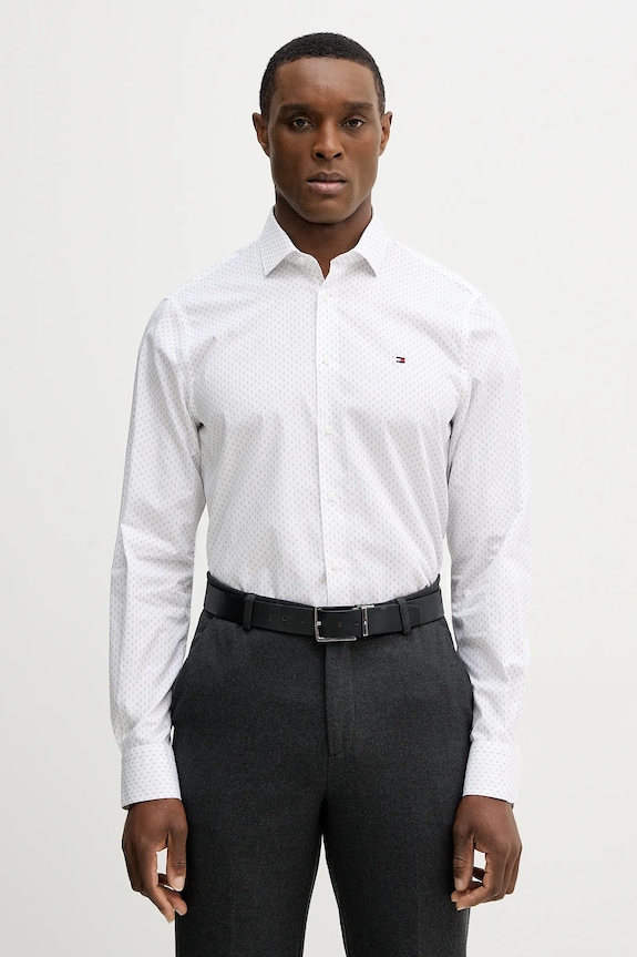 Bavlnená košeľa Tommy Hilfiger slim biela MW0MW41660