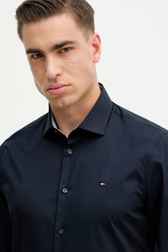 Bavlnená košeľa Tommy Hilfiger tmavomodrá MW0MW41661