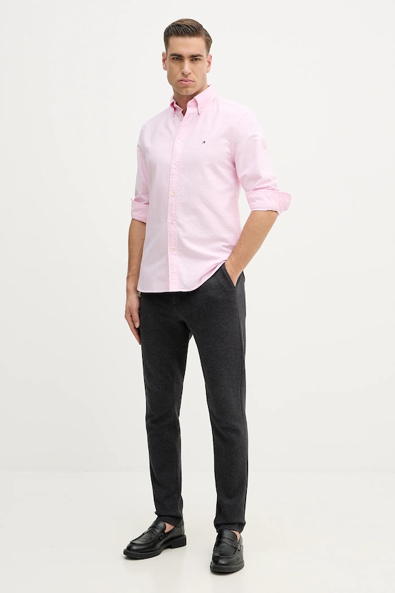 Tommy Hilfiger cămașă din bumbac MW0MW41683 roz SS26