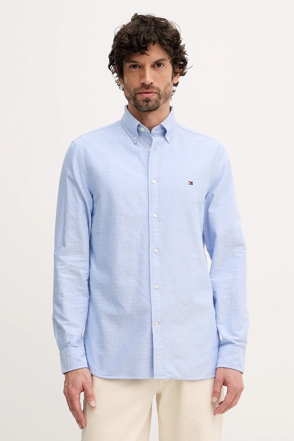 Bavlnená košeľa Tommy Hilfiger regular modrá MW0MW41683