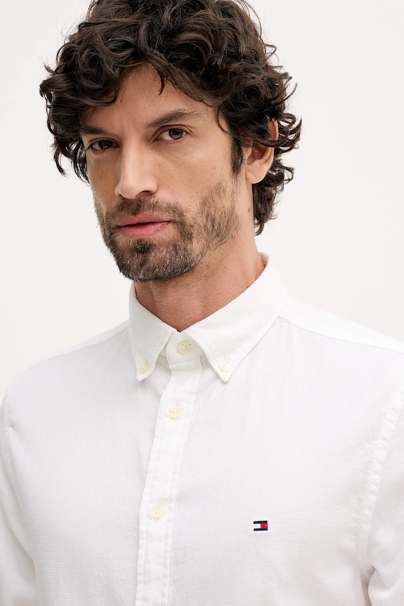 Tommy Hilfiger cămașă din bumbac alb MW0MW41684