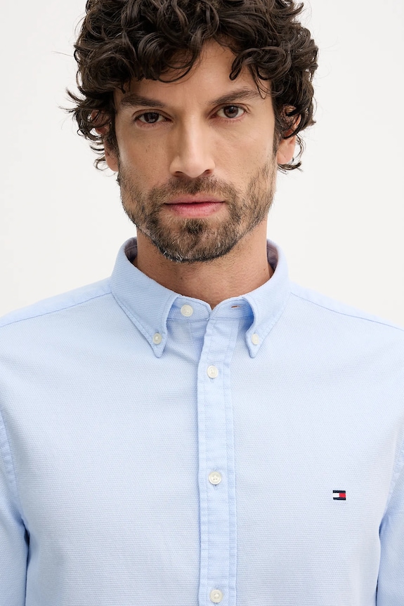Tommy Hilfiger cămașă din bumbac albastru MW0MW41684