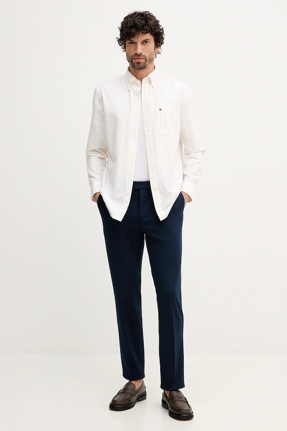 Tommy Hilfiger cămașă din bumbac MW0MW41694 bej SS26