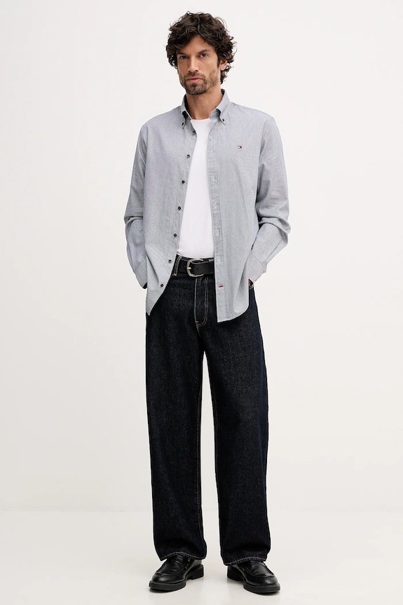 Bavlnená košeľa Tommy Hilfiger MW0MW41700 tmavomodrá SS26