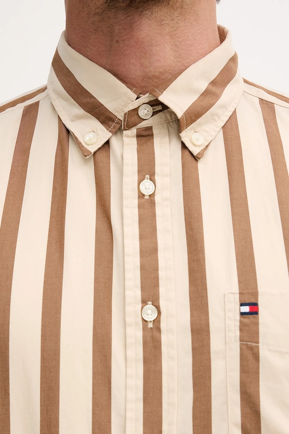 Bavlnená košeľa Tommy Hilfiger MW0MW41715 hnedá