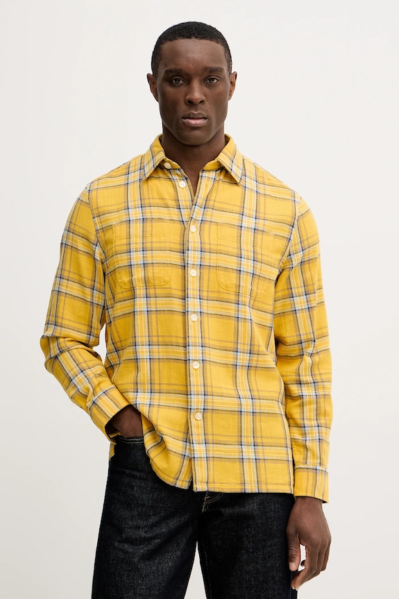 Βαμβακερό πουκάμισο Tommy Hilfiger casual κίτρινο MW0MW41716
