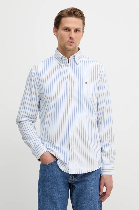 Košeľa Tommy Hilfiger pásiky biela MW0MW41780