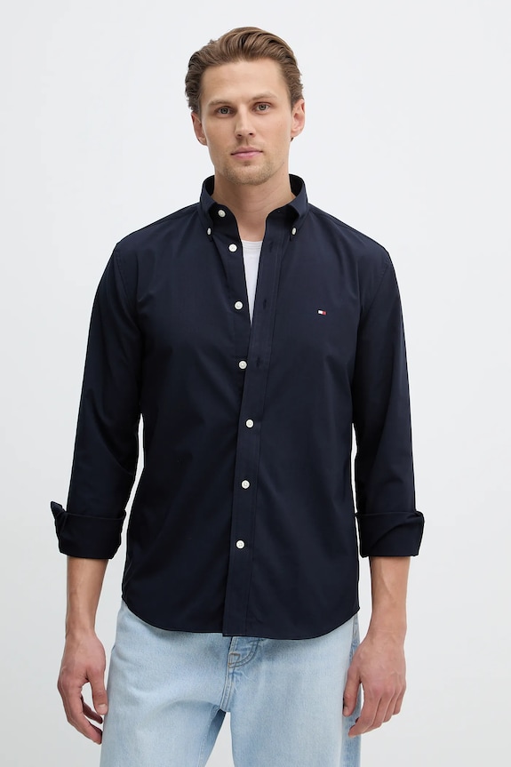 Πουκάμισο Tommy Hilfiger μακρύ σκούρο μπλε MW0MW41769