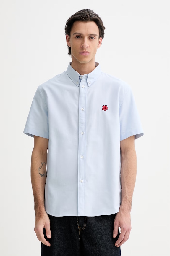 Kenzo koszula bawełniana bawełna niebieski FG55CH1099LO